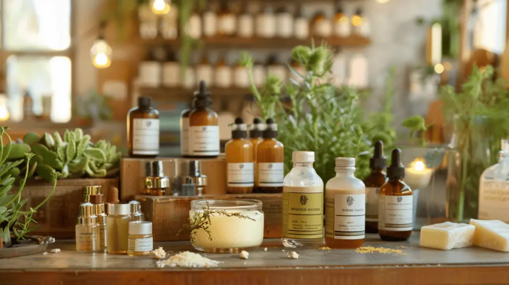 Collection of CBD products on table
