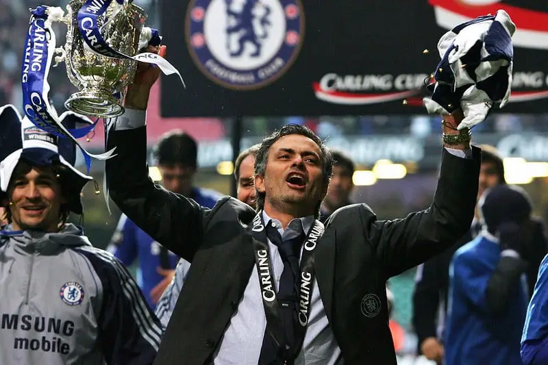 José Mourinho celebrating Chelsea FC Championship Win