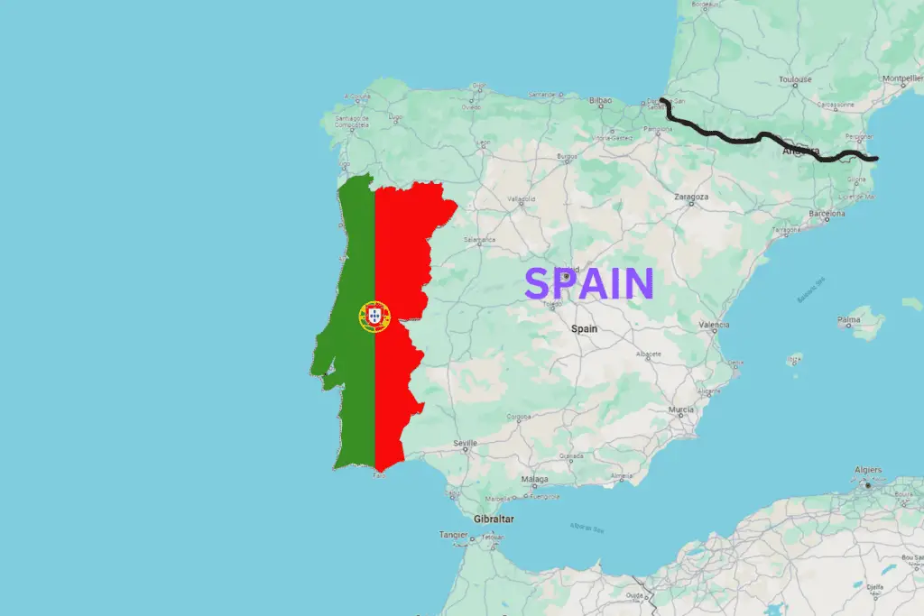 A map of Portugal Size Compared To Spain