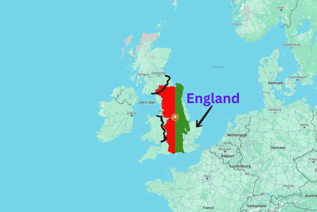 Portugal size compared to England
