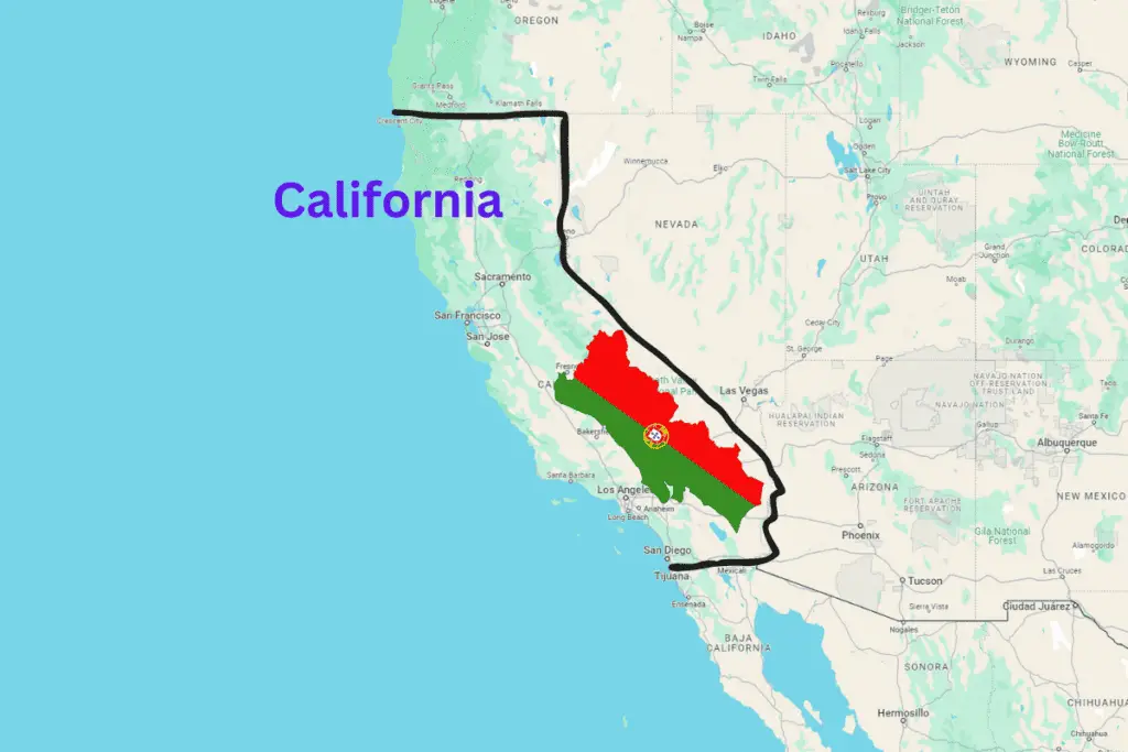 Portugal size compared to state of California